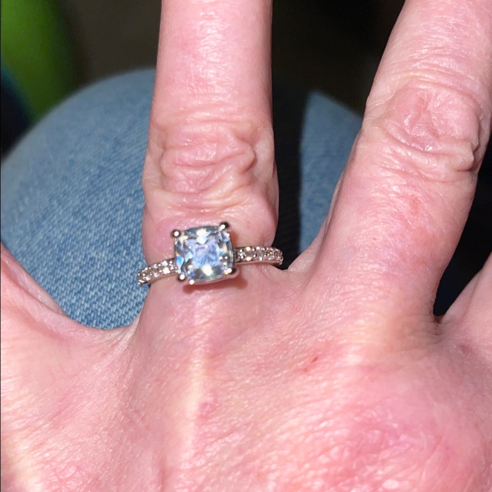 Elegant Silver Plated Cubic Zirconia Engagement Ring Sz 7 NEW in Original Bag